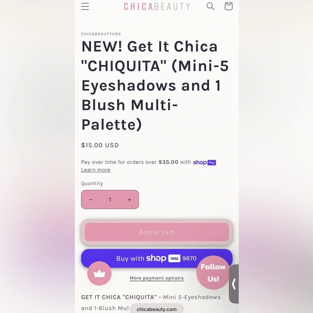 Chica Beauty Multi Eyeshadow & Blush Palette in Chiquita - NEW! makeup eye eyes